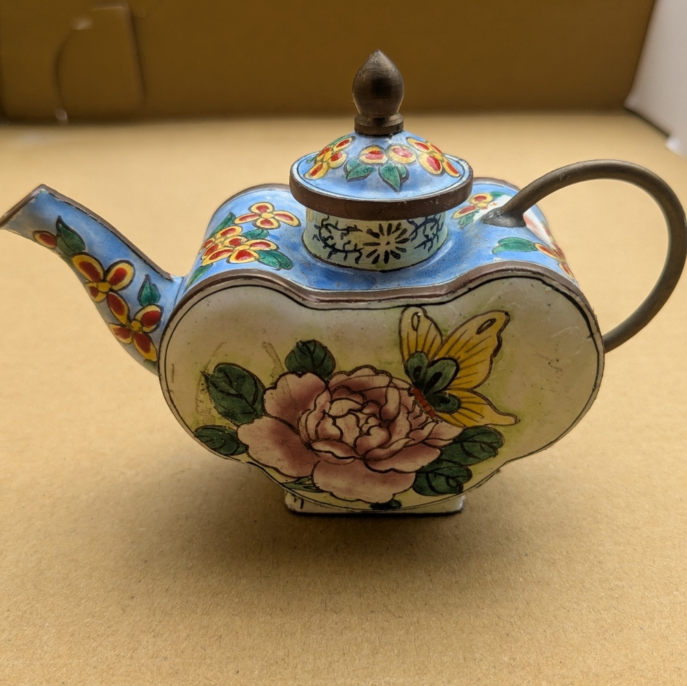 Vintage Teapot Kelvin Chen Mini Grape Teapot Cloisonne Enesco  Enameled